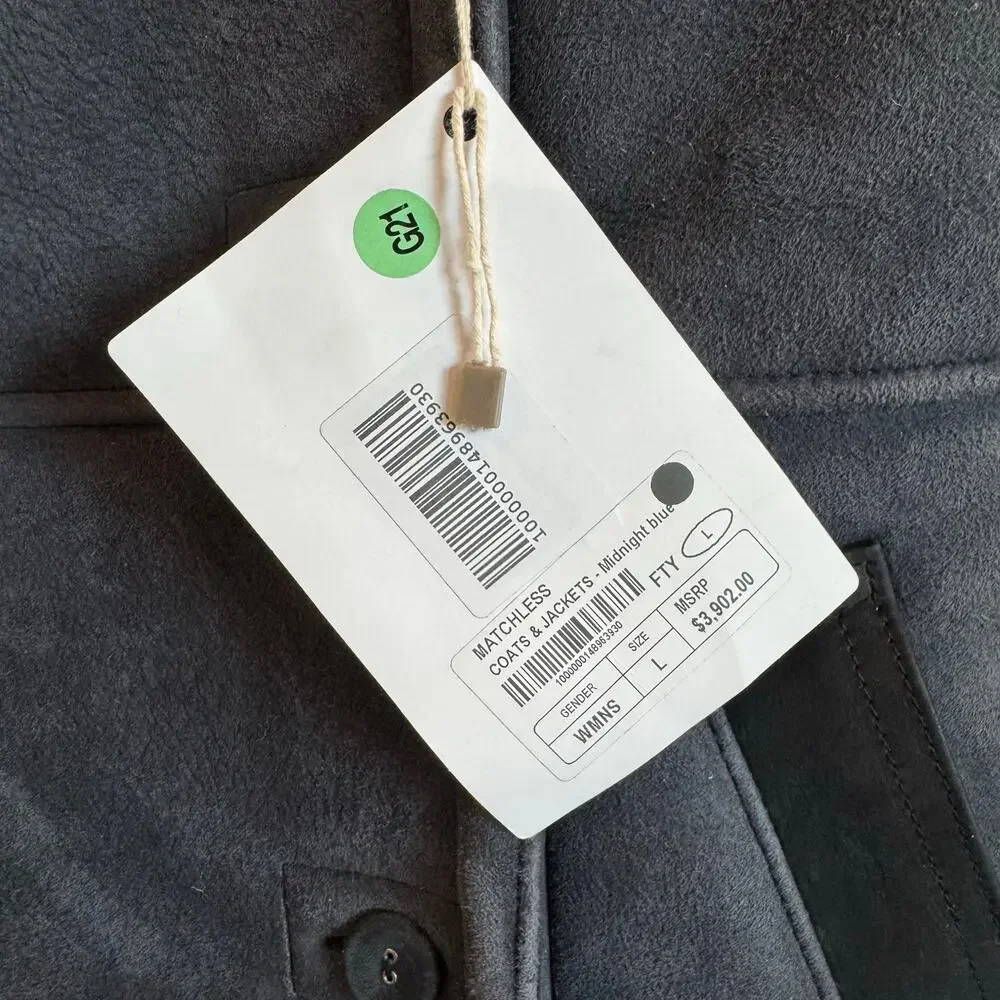 Matchless London Black Blue Suede Shearling Coat NWT Retail $3,900 L - Picture 5 of 12